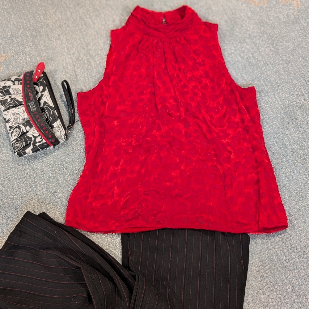 White House Black Market Crimson Sleeveless Blouse